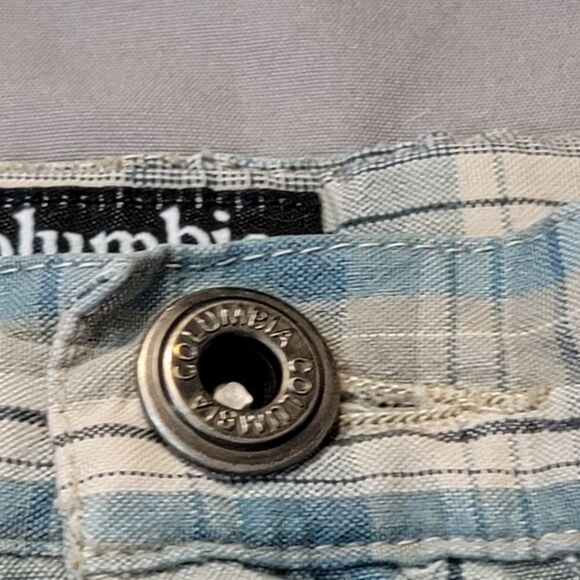 Vintage 90s Columbia youth blue & grey plaid shorts - size 10, made in India - Picture 2 of 9